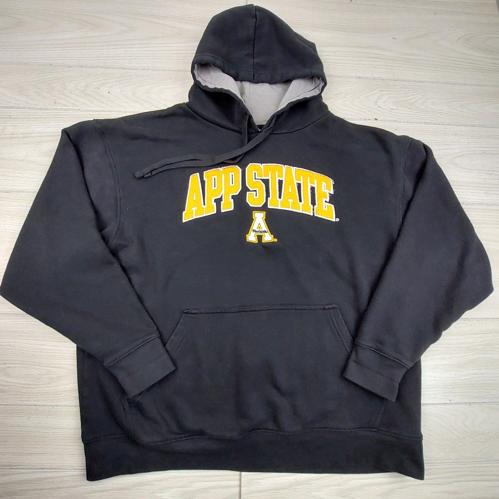 APP STATE Mountaineers Hoodie Black Yellow Pullover Mens XL Knights Apparel Warm